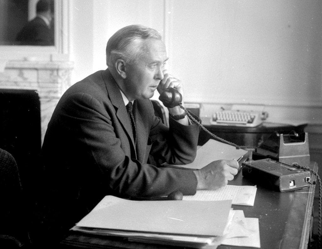 Harold Wilson on the telephone