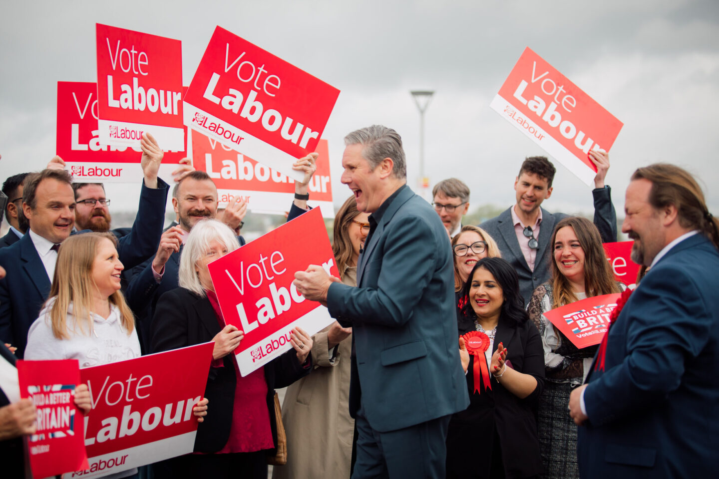 Keir Starmer with Labour campaigners