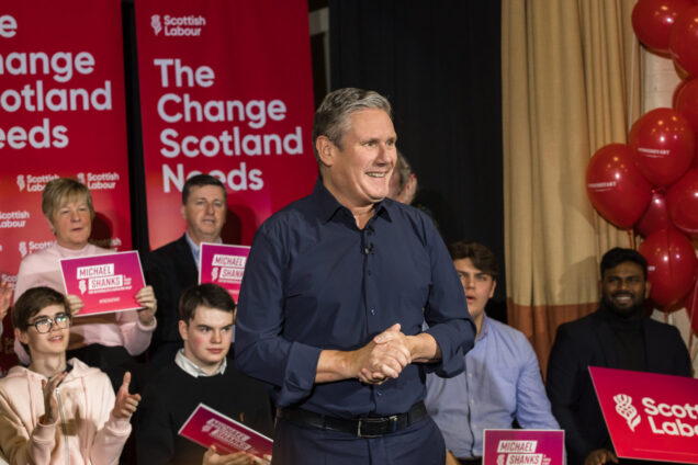 Keir Starmer at a Scottish Labour rally in Rutherglen, Scotland