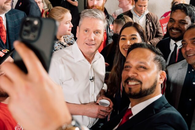 Keir Starmer takes a selfie with Labour supporters