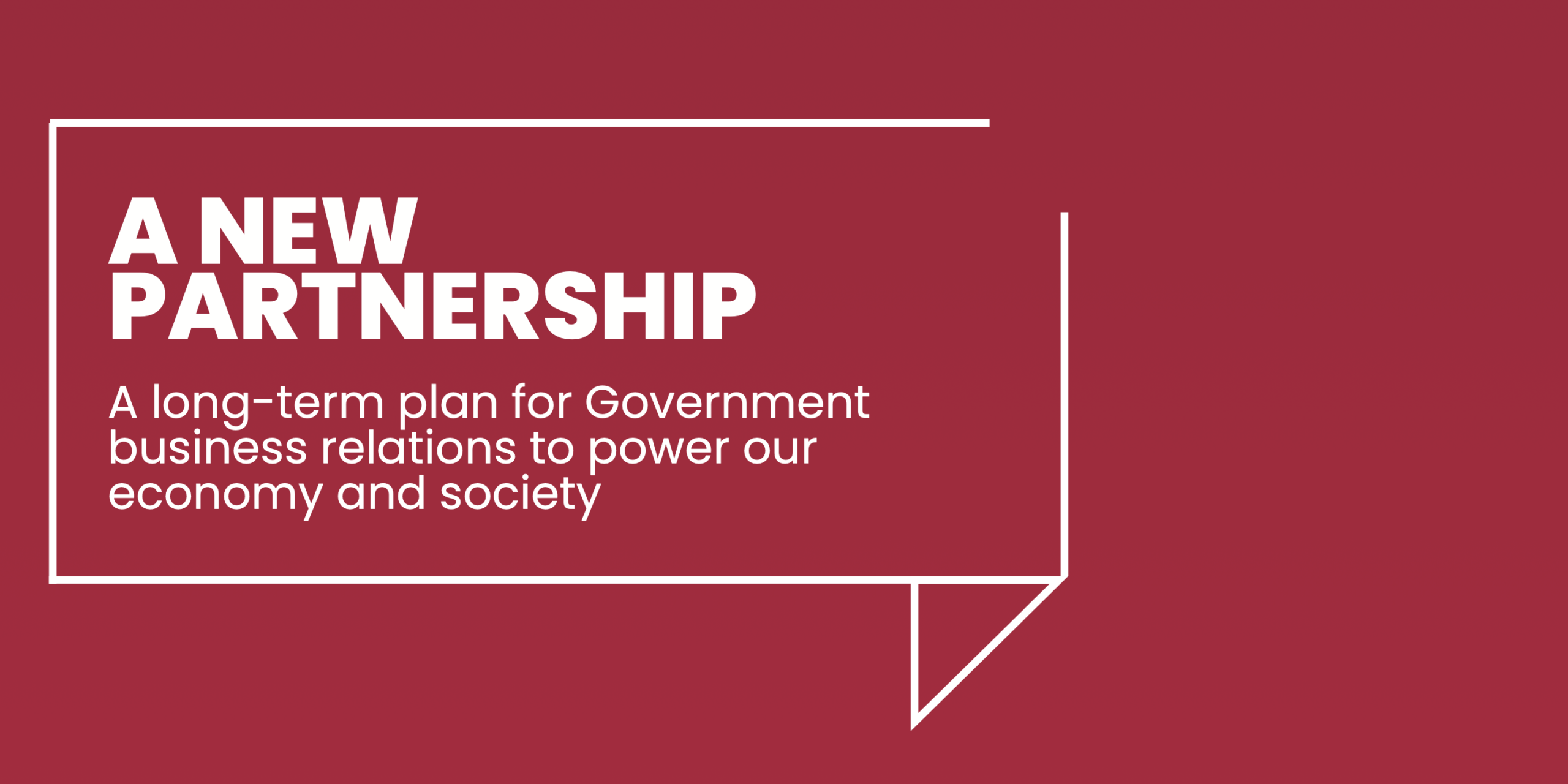 A dark red background with the words 'A new partnership' in white