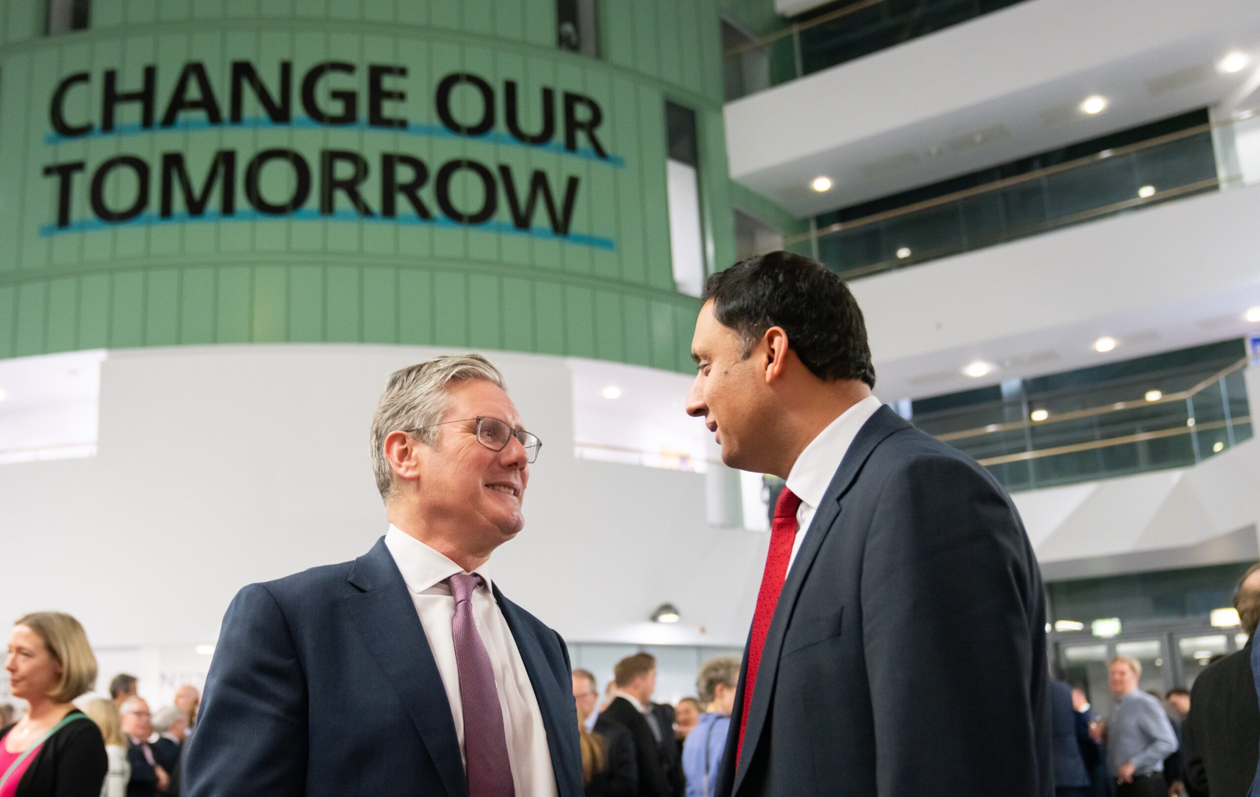 Keir Starmer talking to Anas Sarwar at a Labour Party event