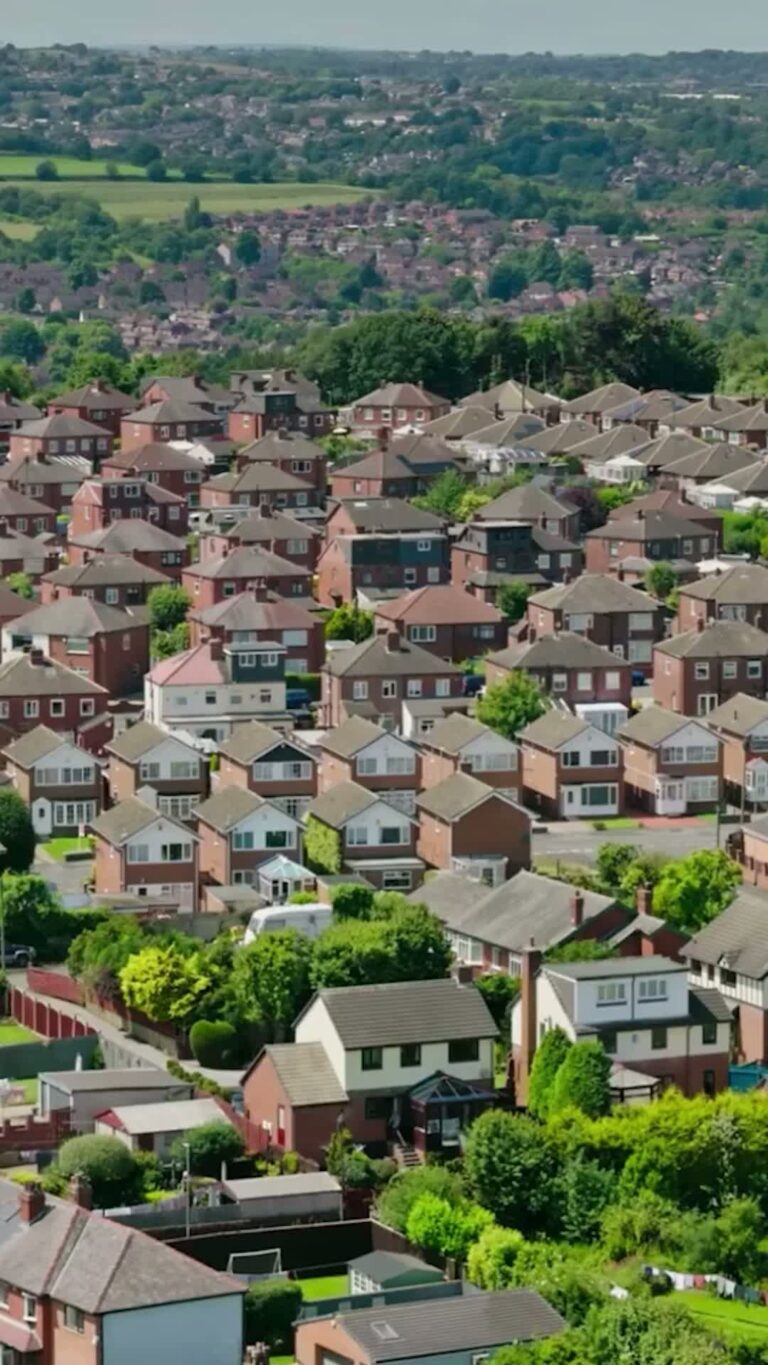 A photo of a neighbourhood of houses