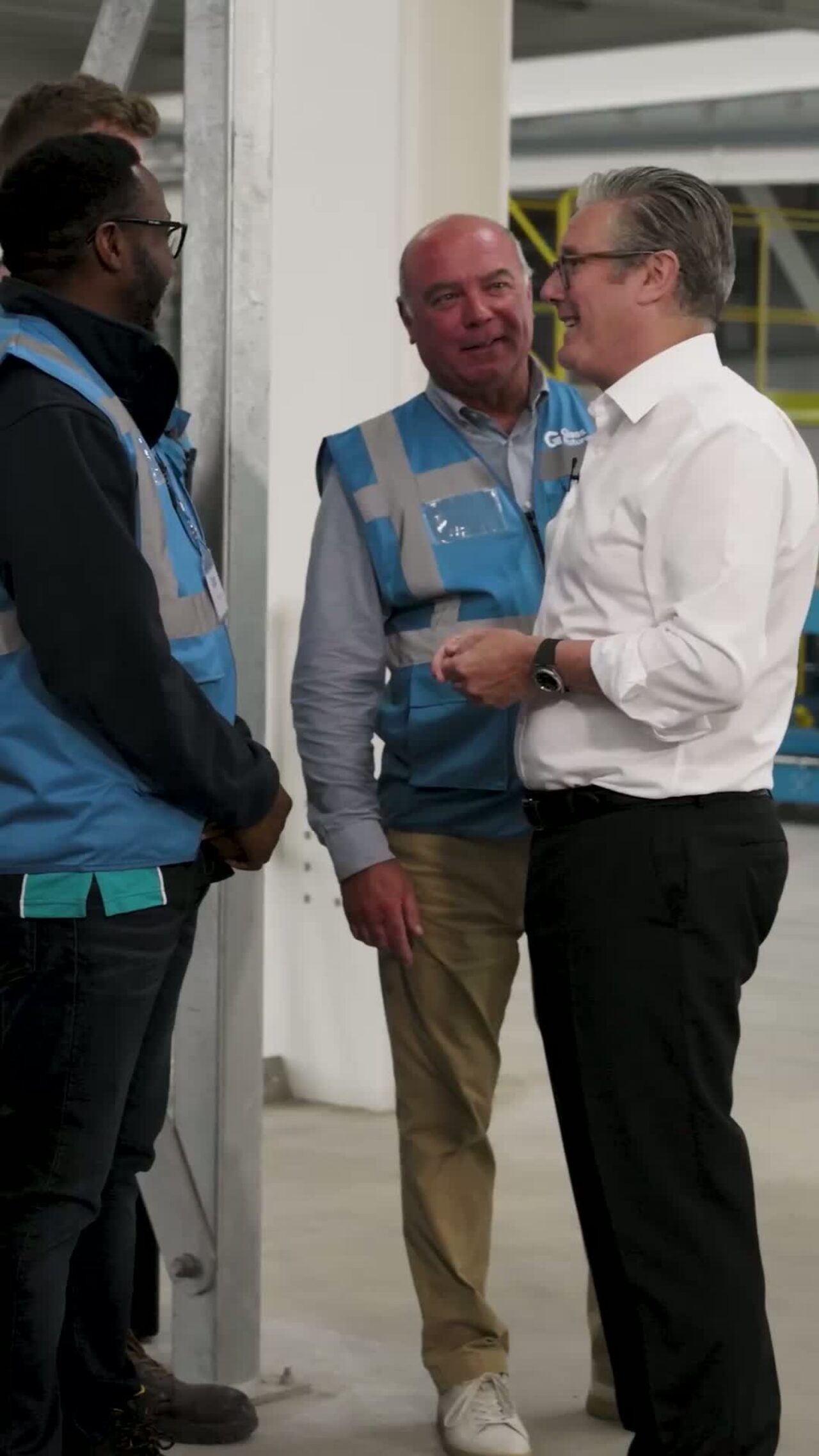 Prime Minister Keir Starmer meeting people at a factory