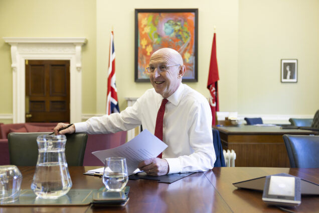 Photo of Chancellor John Healey preparing for the Budget 2026, in his office in HM Treasury